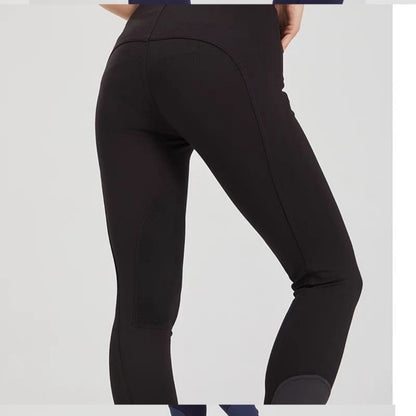 Women's High-Waist Equestrian Performance Leggings with Half Leather Grip