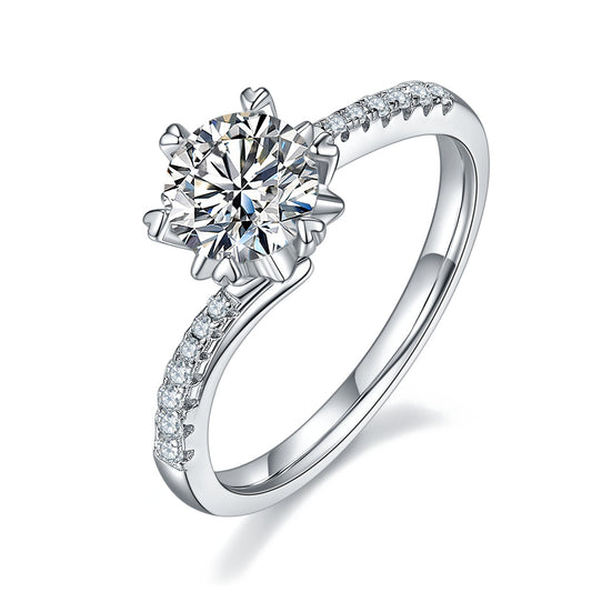1 Carat Moissanite Sterling Silver Wedding Ring - Platinum Plated