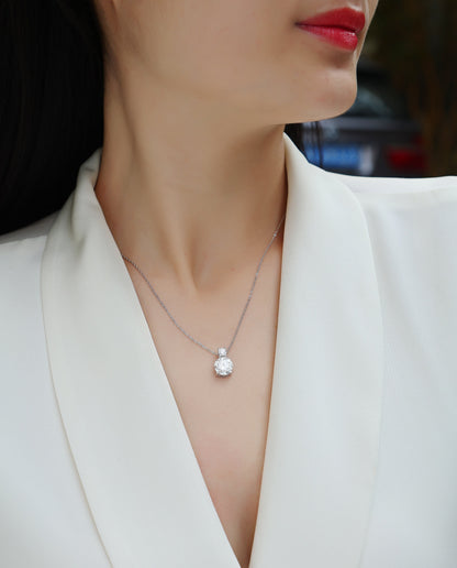 3 Carat Moissanite Pendant Necklace - S925 Silver Platinum Plated Light Luxury Jewelry