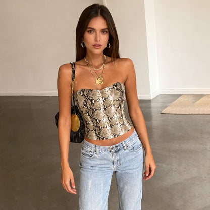 Women's Faux Leather Cropped Vest - Vintage Style