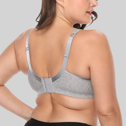 Women's Plus Size Underwired Bra - Triangle Cup Support Bralette in Grey