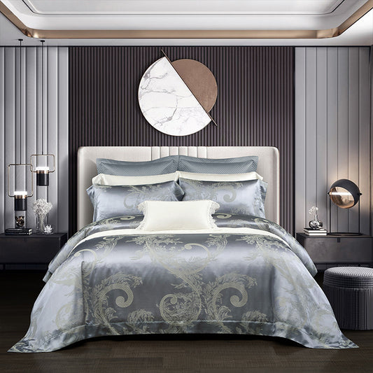Silk Tencel Jacquard Bedding Four-Piece Set - Luxury Duvet Cover and Sheet Set