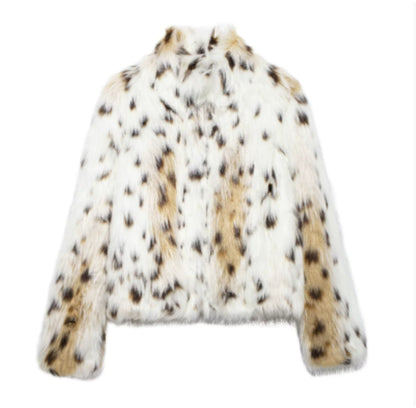 Women's Winter Plush Fluffy Lapel Coat - Warm Thicken Long Sleeve Jacket