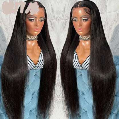 Real Human Hair Lace Wig Set - 12A Quality Straight Hair Black Medium Length 4x4 13x4 HD Frontal