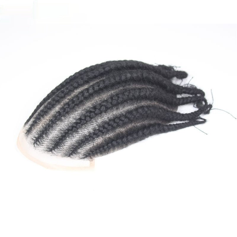 Men's Hand-Woven African Braid Wig - Real Human Hair Hairpiece