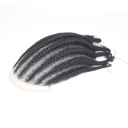 Men's Hand-Woven African Braid Wig - Real Human Hair Hairpiece