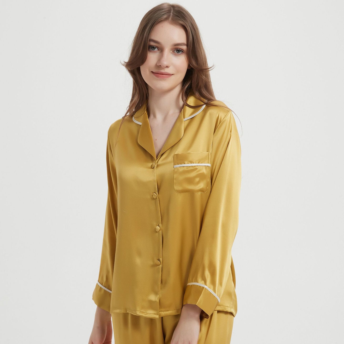 Women's Luxe Silk Two-Piece Pajama Set - 100% Pure Mulberry Silk Long Sleeve Sleepwear