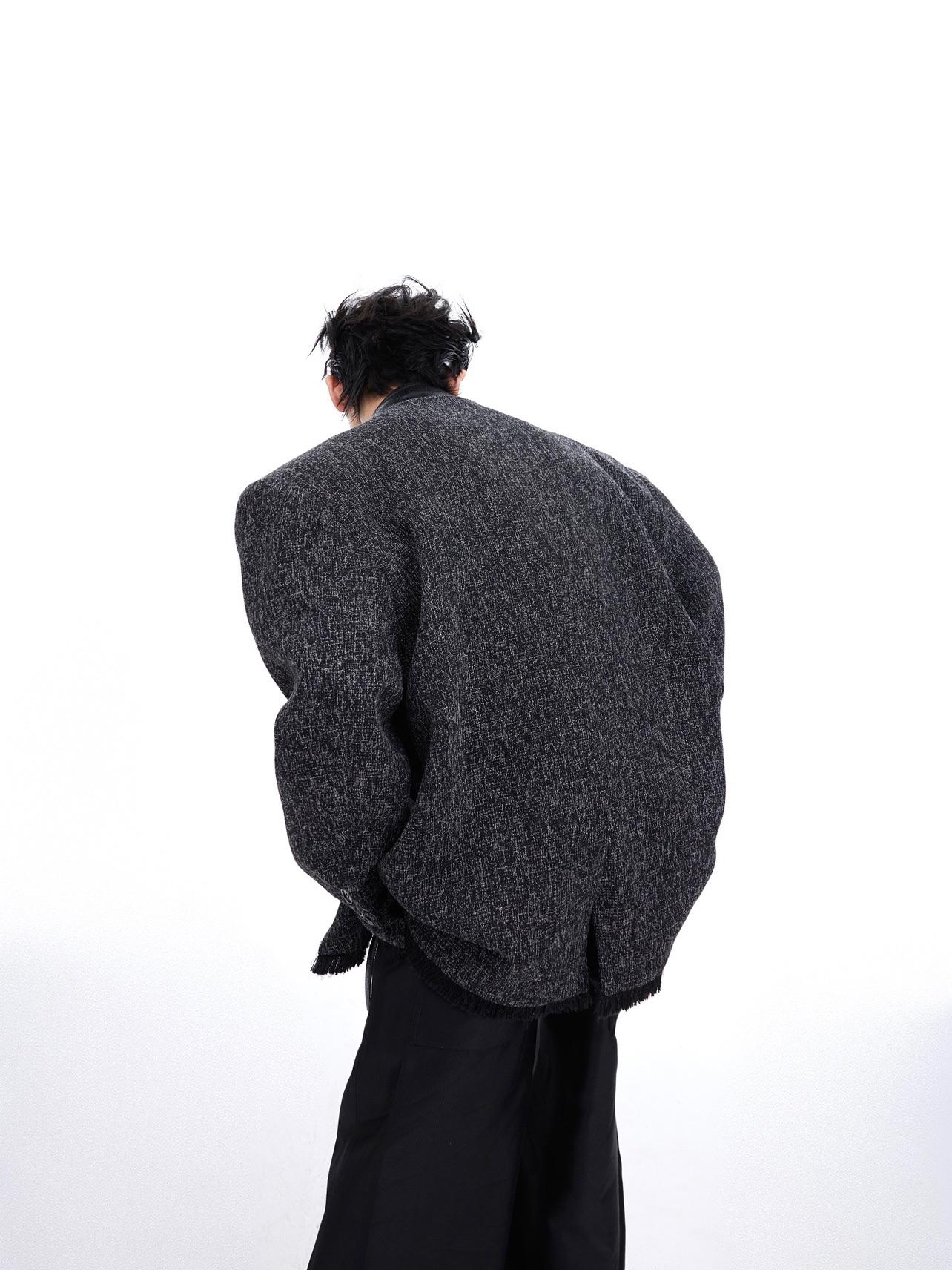 Men's Collarless Three-Dimensional Split Coat - Contemporary Design