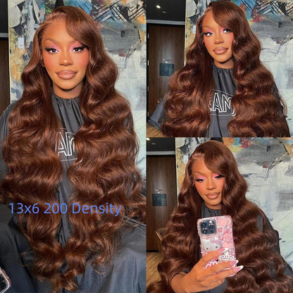 Wavy Brown Lace Front Human Hair Wig - Front Lace Construction