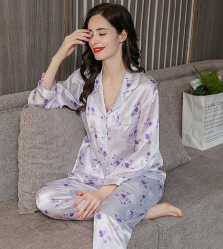 Luxe Silk Two-Piece Loungewear Set - Long-Sleeve Top & Pants