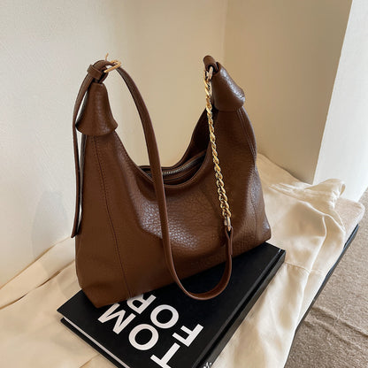 Retro PU Leather Tote Bag - Vertical Square Shoulder Bag