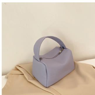 PU Leather Chain Handbag - Solid Color Horizontal Square Bag