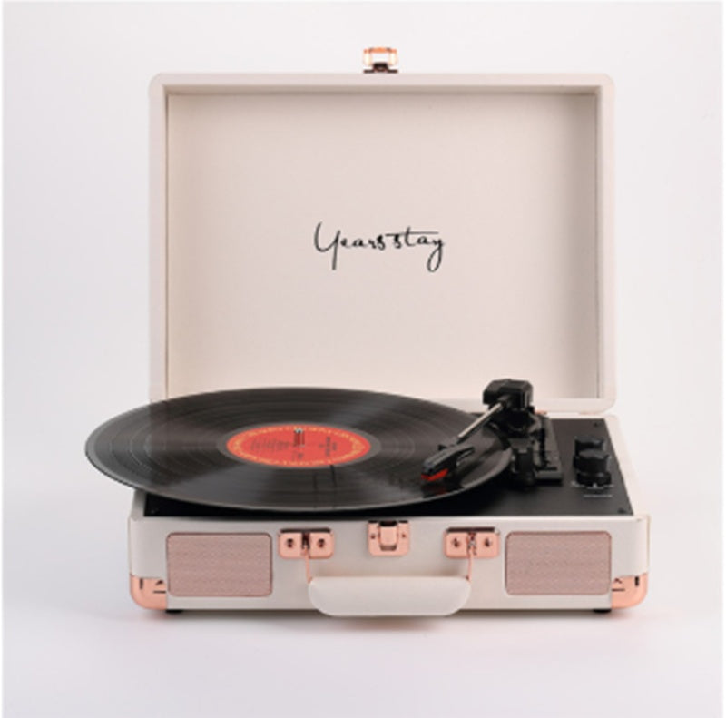 Vintage Bluetooth Turntable with Leather Case - Portable Vinyl Record Player