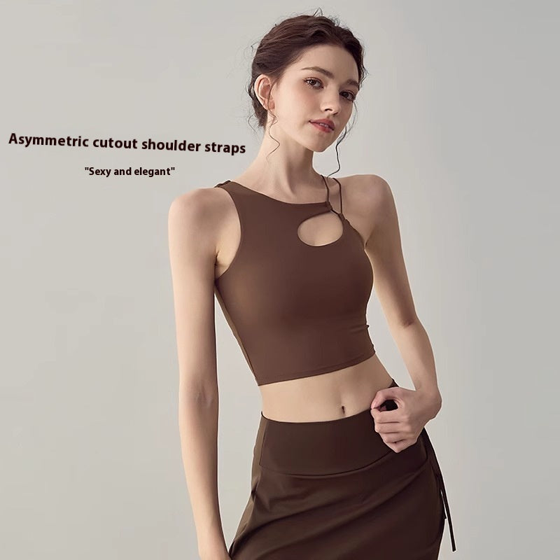 Wireless Sports Bra with Back Cutout Design - Nylon Athletic Support