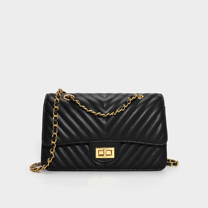 Large Capacity Quilted Lingerie Travel Bag - Cowhide Leather Crossbody