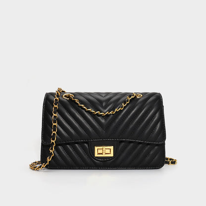 Large Capacity Quilted Lingerie Travel Bag - Cowhide Leather Crossbody