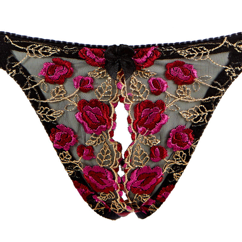 Women's Delicate Embroidered Lingerie Set - Nylon Mesh Design