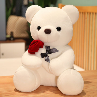 Rose Teddy Bear Plush Toy - Soft Stuffed Animal Pillow Gift