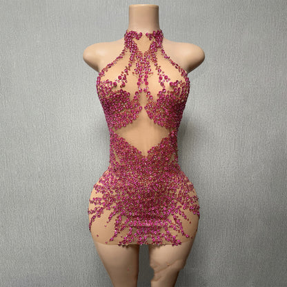 Women's Sequined Cocktail Dress - Sleeveless Bodycon Mini Dress