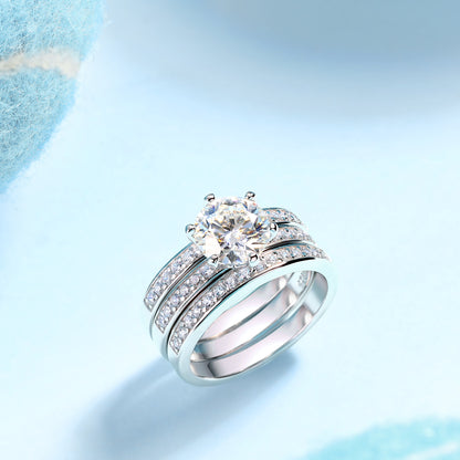 2-Carat Moissanite Sterling Silver Wedding Ring - Platinum Plated