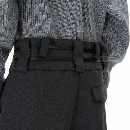 Men's Metal Strap Design Straight Trousers - Casual Pleated Pants