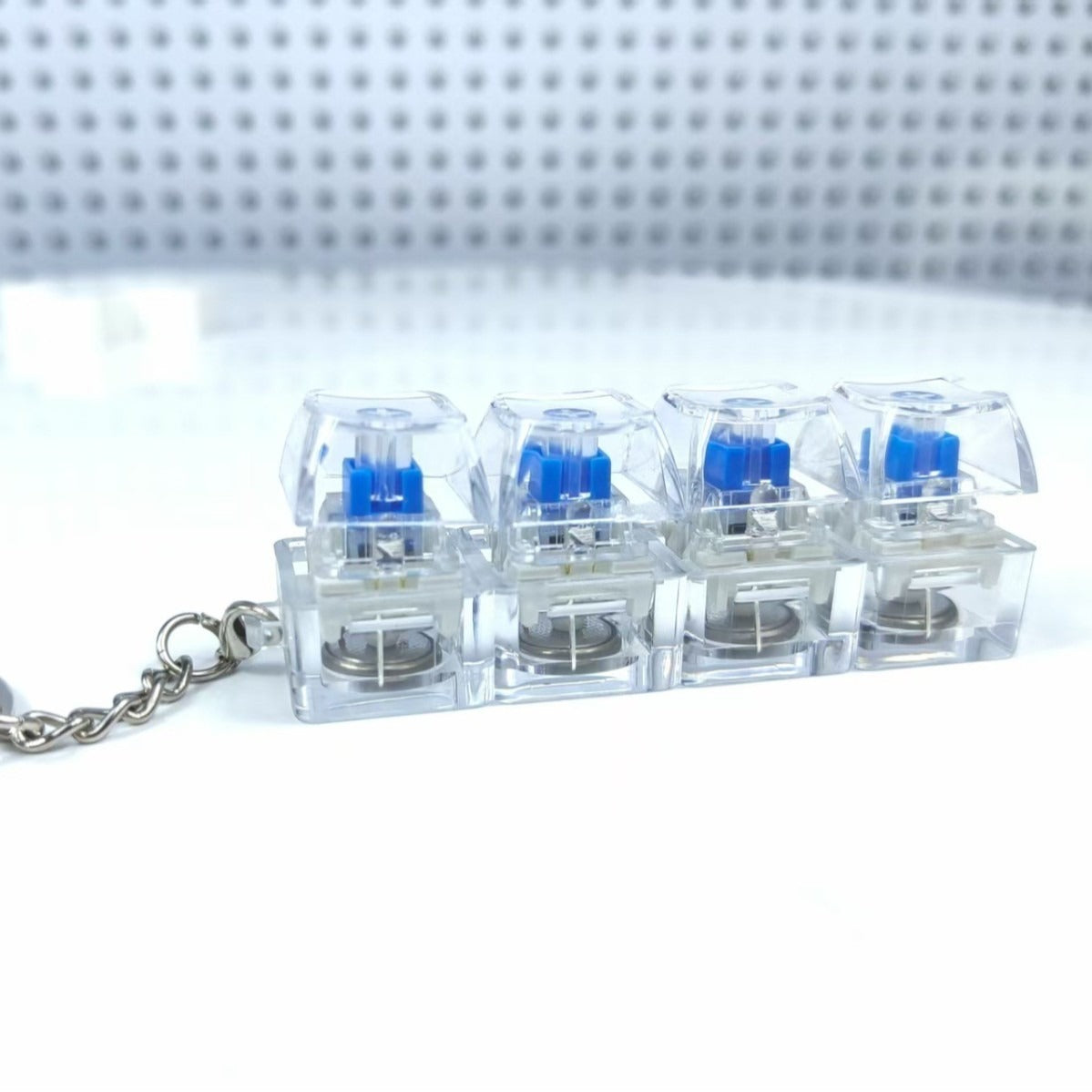4-Key Mechanical Keyboard Keychain | Tactile Clicker Stress Relief Gadget | Transparent & LED Light Variants