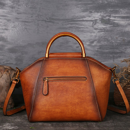 Genuine Leather Embossed Totem Tote Bag - Retro Shoulder Handbag