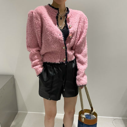 Loose Puff Sleeve Knitted Sweater - Long Sleeve Pullover Top