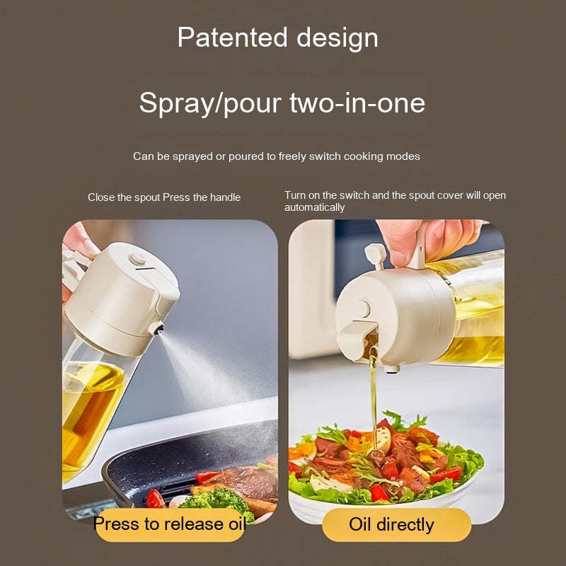 Olive Oil Sprayer Dispenser - 470ml Glass 2-in-1 Spray & Pour Bottle