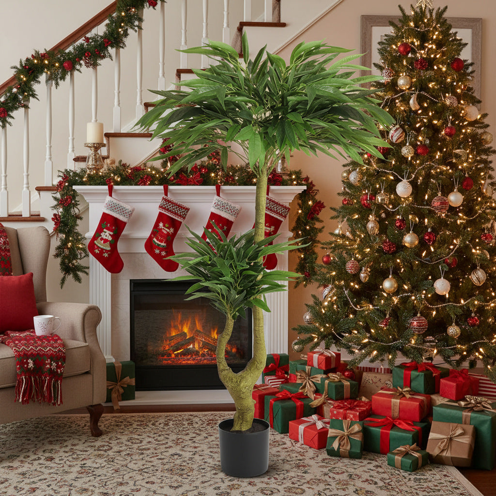 5FT Artificial Willow Tree with Natural Foliage in Black Pot - Maintenance-Free Indoor Plant for Home Office Decor