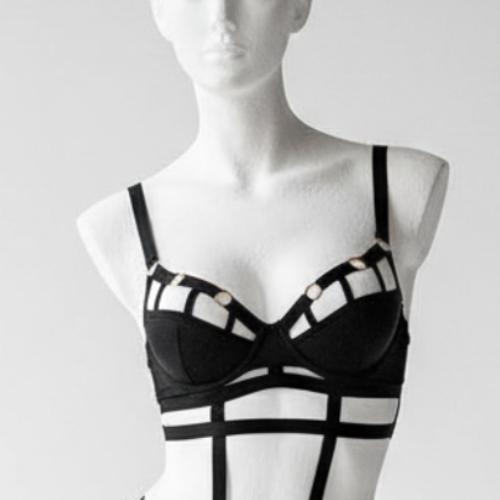 Women's Interwoven Mesh Bra Lingerie Set - Soft Delicate Design