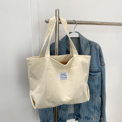Retro Canvas Tote Handbag - European American Style with Letter Print Detail