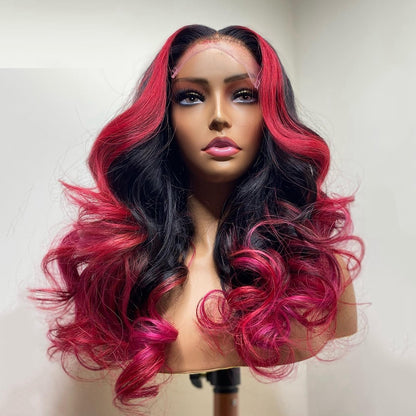 Gradient Real Human Hair Wig - Multi-Color with Double Layer Mechanism for Women
