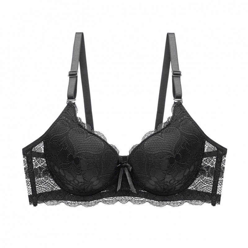 Lace Push-Up Bra - 3/4 Cup Underwire with Hollow Design