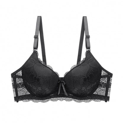 Lace Push-Up Bra - 3/4 Cup Underwire with Hollow Design
