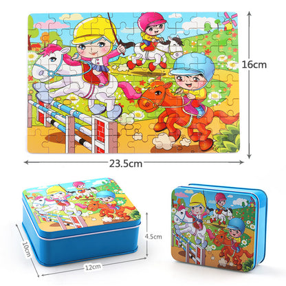 Kids Wooden Jigsaw Puzzle Toy - Educational Animal & Theme Designs for Ages 3+