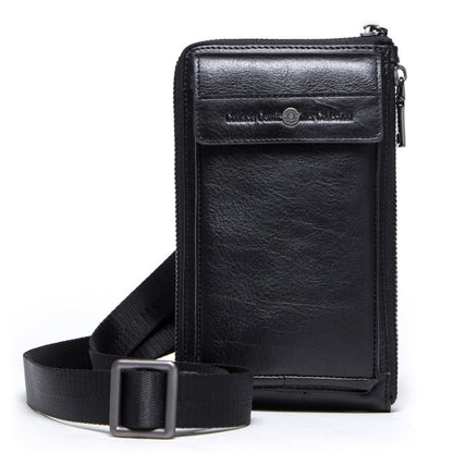 Retro Crazy Horse and Cowhide Leather Men's Phone Bag - Compact Crossbody Pouch