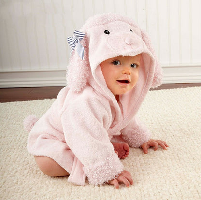 Cotton Baby Hooded Bathrobe - Cute Animal Design Bath Towel