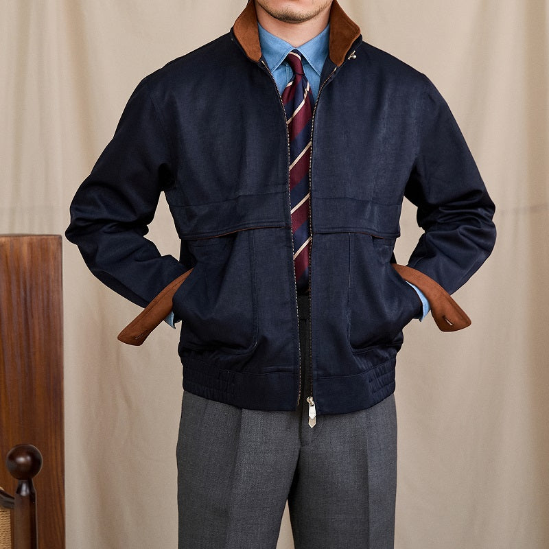Men's Stand Collar Jacket - Color Block Slim Fit Coat