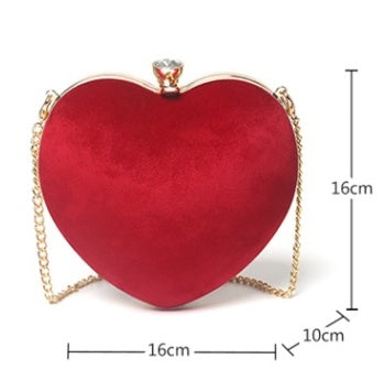 Heart-Shaped Plush Chain Bag - Casual Crossbody Handbag