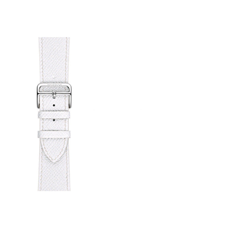 Classic Double Tour Genuine Leather Smartwatch Strap - Elegant Wrap-Around Band
