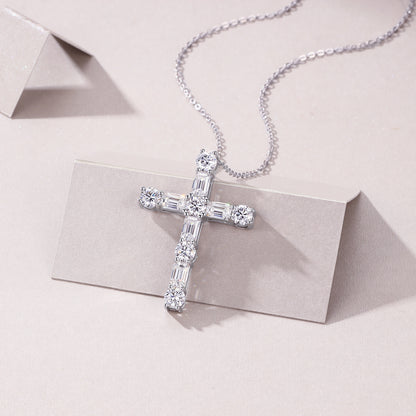 Moissanite Pendant Necklace - S925 Silver Platinum Plated with Chain