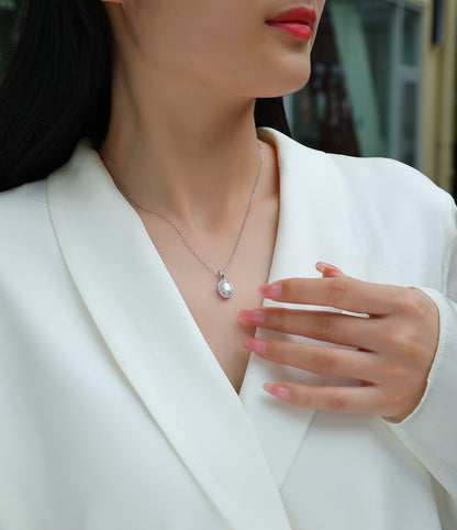 V-Shaped Infinity Moissanite Necklace - S925 Sterling Silver Platinum Plated Pendant