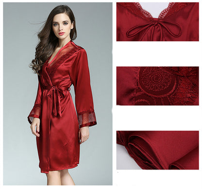 Luxe Mulberry Silk Nightgown Set - Cami Slip Dress & Robe