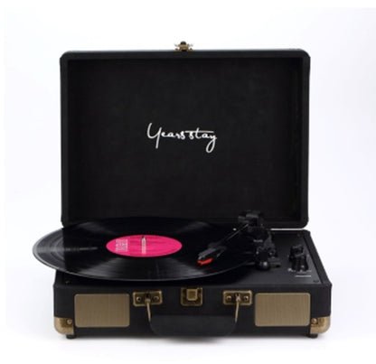 Vintage Bluetooth Turntable with Leather Case - Portable Vinyl Record Player