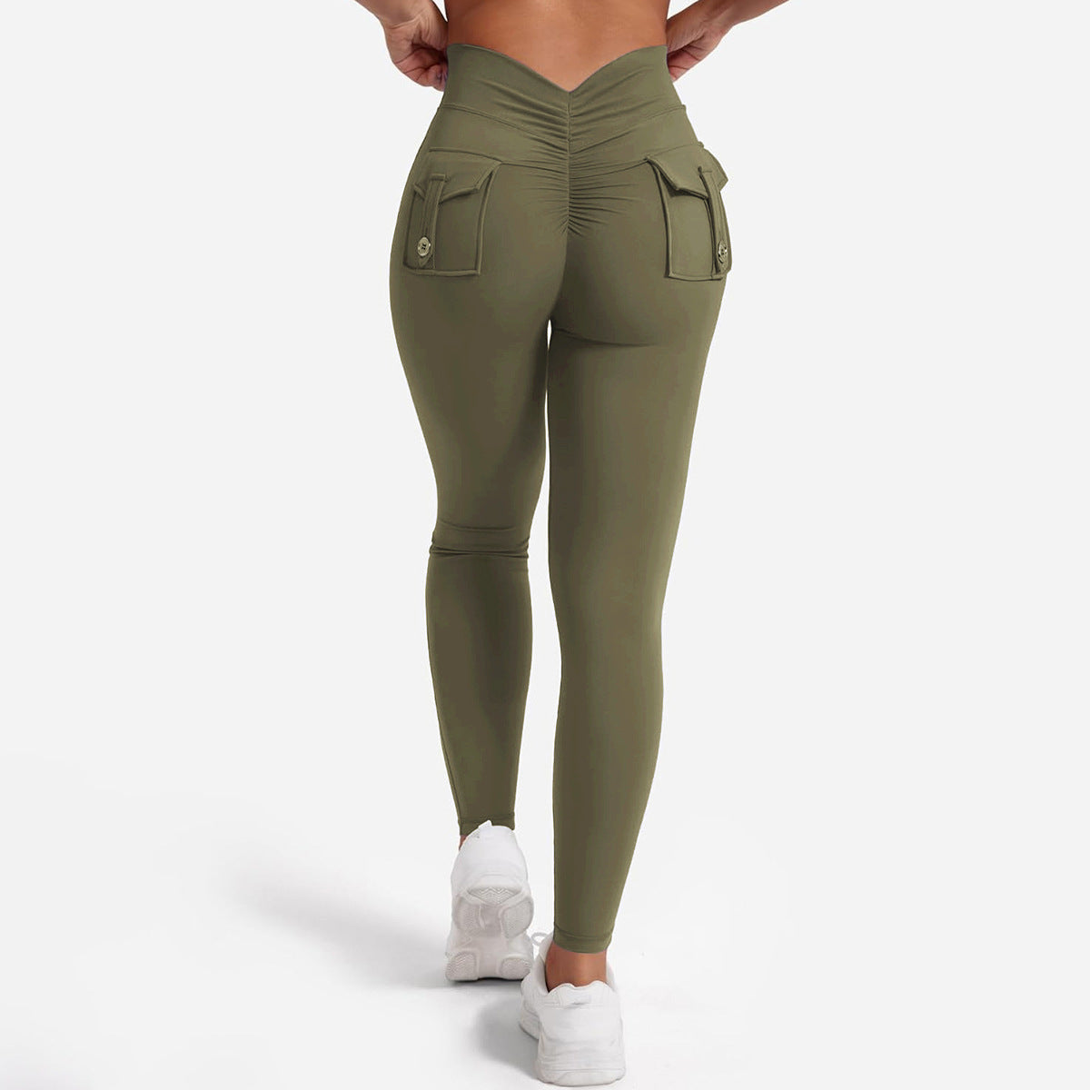 Peach Hip Yoga Pants with Pockets - Super Stretch Workout Leggings
