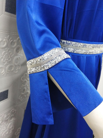 Women's Turkish Long Muslim Dress - Fashion Round Neck Modest Clothing