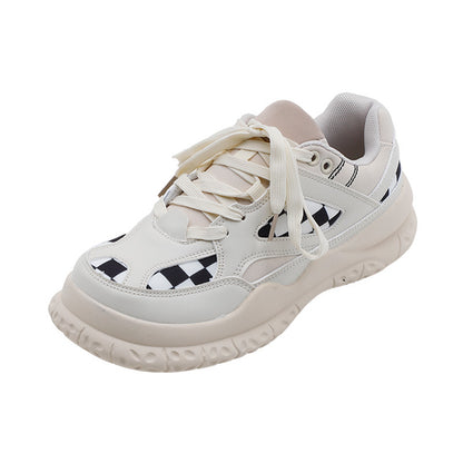 Women's Checkerboard Large Toe Retro Casual Sports Shoes - Comfortable Sneakers