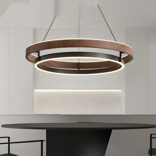 Italian Modern Minimalist Wood Grain Chandelier - Full Spectrum LED Ceiling Light