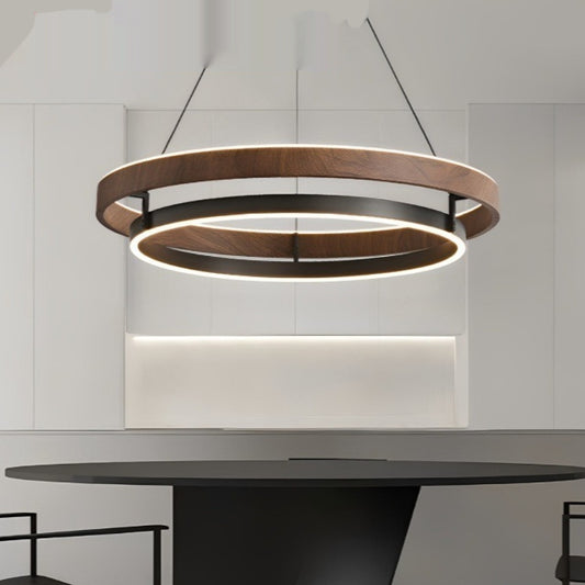 Italian Modern Minimalist Wood Grain Chandelier - Full Spectrum LED Ceiling Light